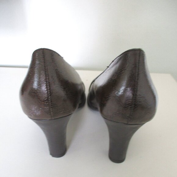 Etienne Aigner Womens Brown Leather Pump w/3" Heel - Size 9M - Picture 9 of 10